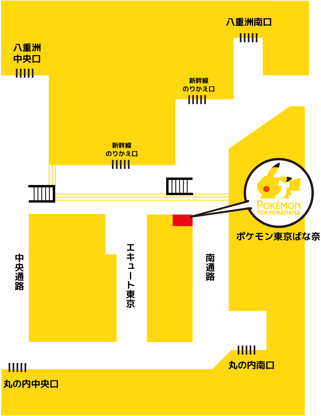 HANAGATAYA東京南ポケモントウキョウステーションの地図