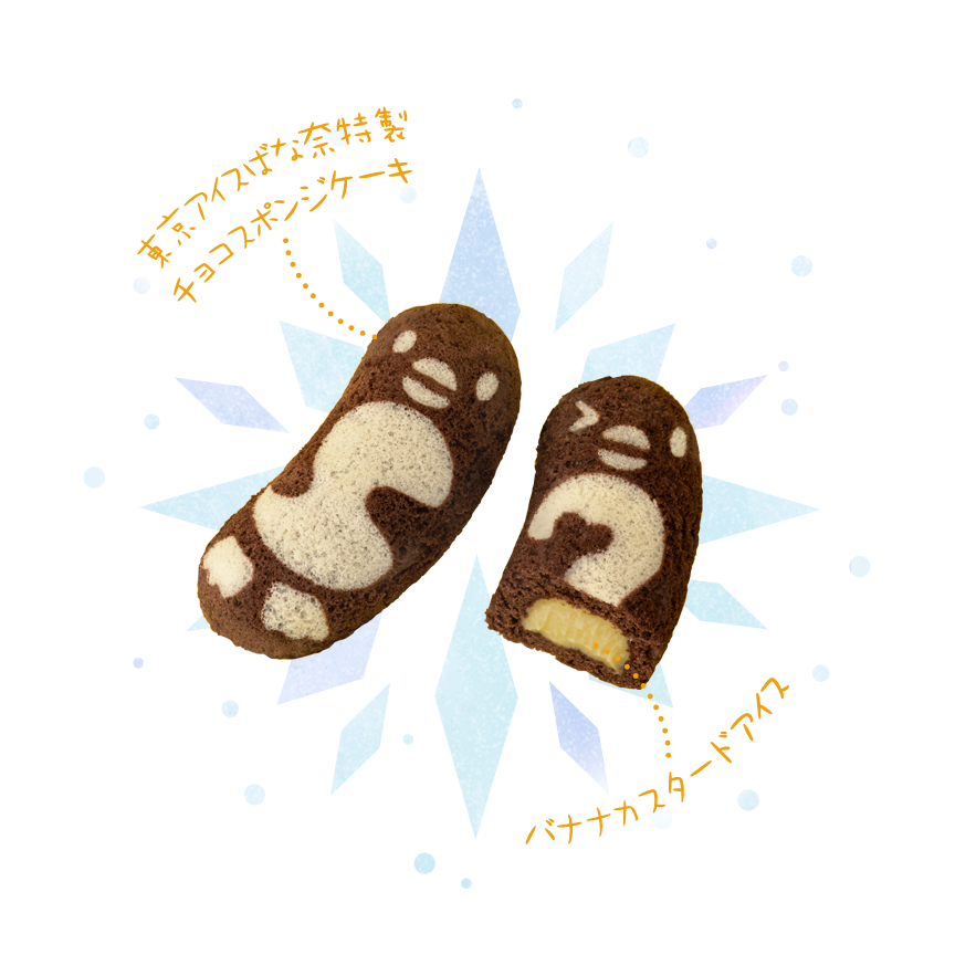 東京アイスばな奈特製 チョコスポンジケーキ　バナナカスタードアイス