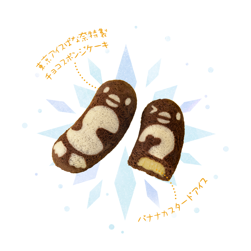 東京アイスばな奈特製 チョコスポンジケーキ バナナカスタードアイス